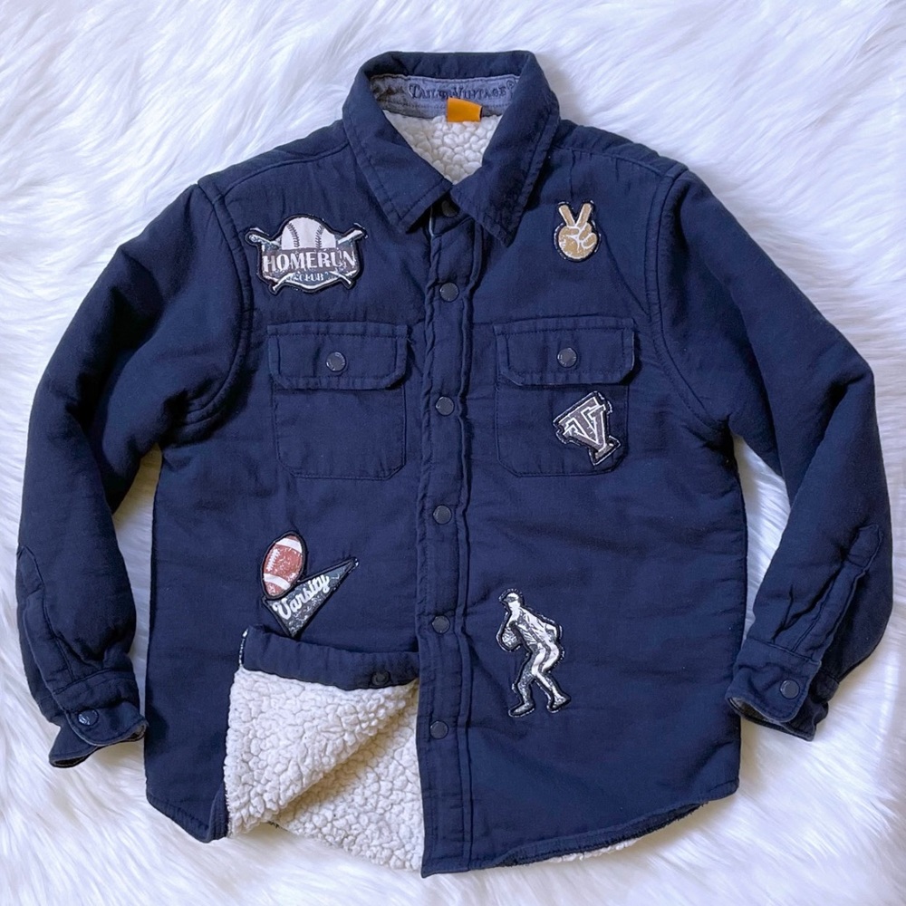 Tailor Vintage Button Down Shirt Jacket In Navy